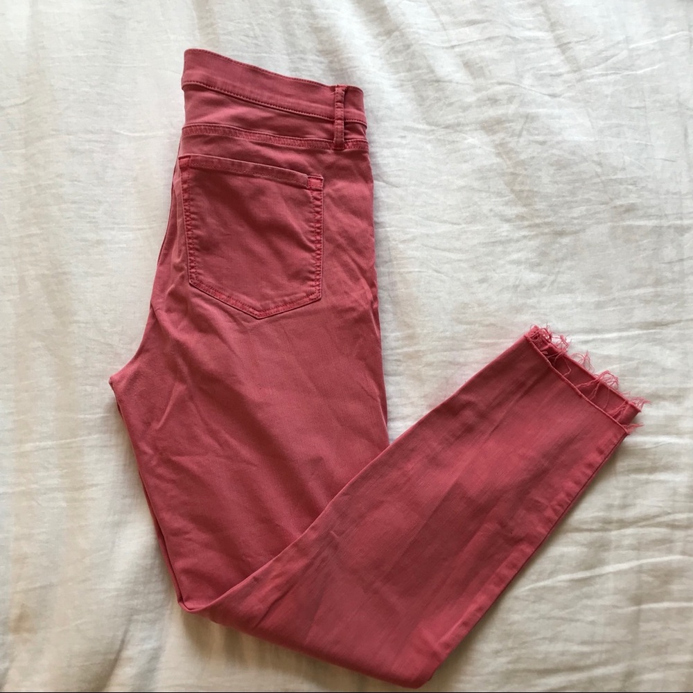Salmon Distressed Cropped Pants